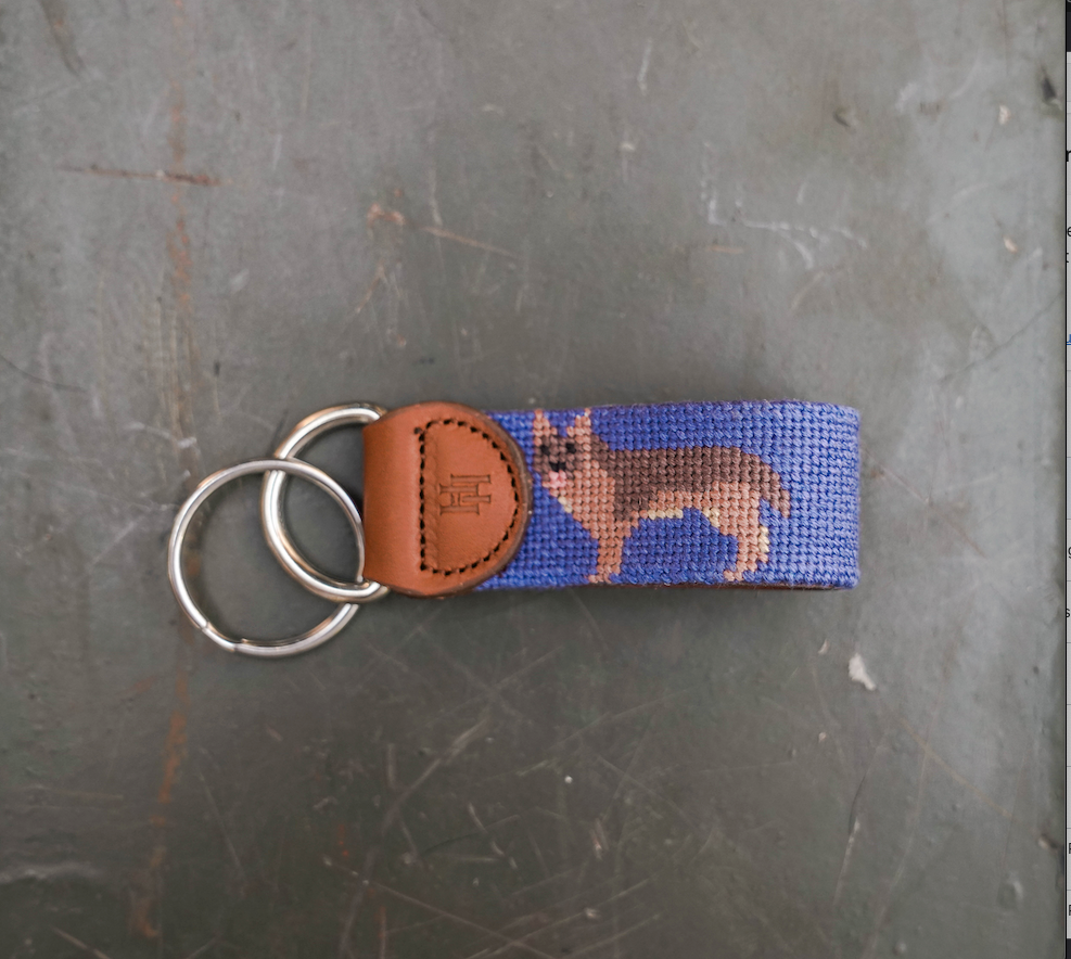 German Shepherd Needlepoint Key Fob