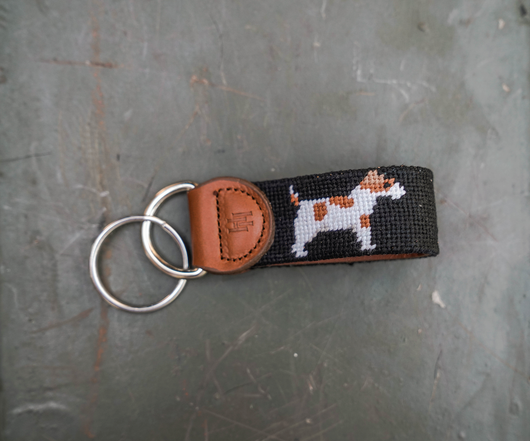 Jack Russell Needlepoint Key Fob