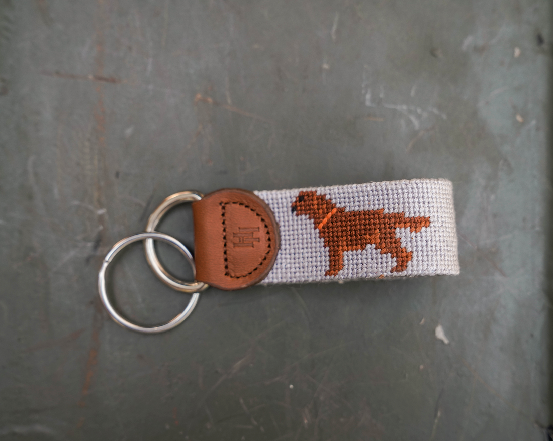 Chocolate Lab Needlepoint Key Fob Huck and Harlowe