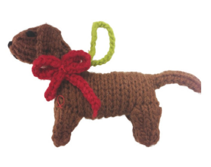 Hand Knit Dog Ornament
