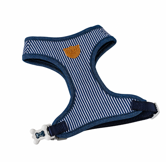 Navy Stripe Dog Harness