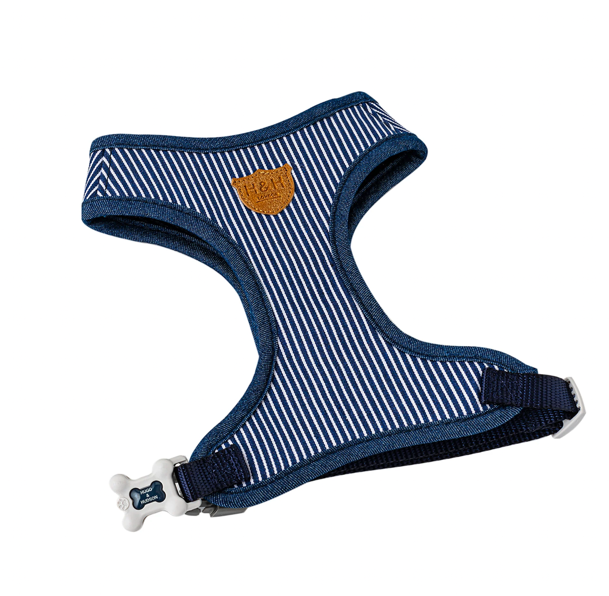 Navy Stripe Dog Harness