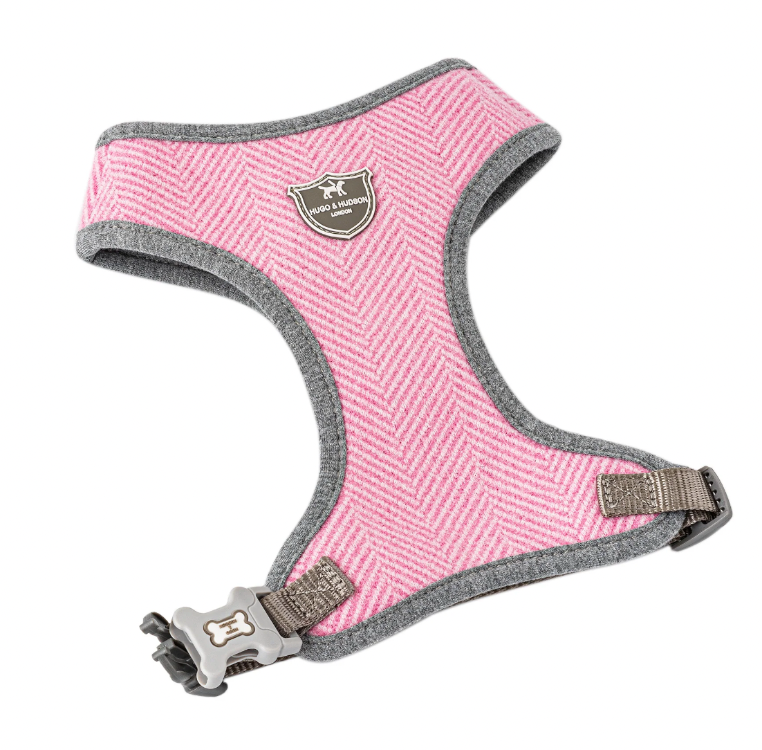 Pink Herringbone Tweed Harness