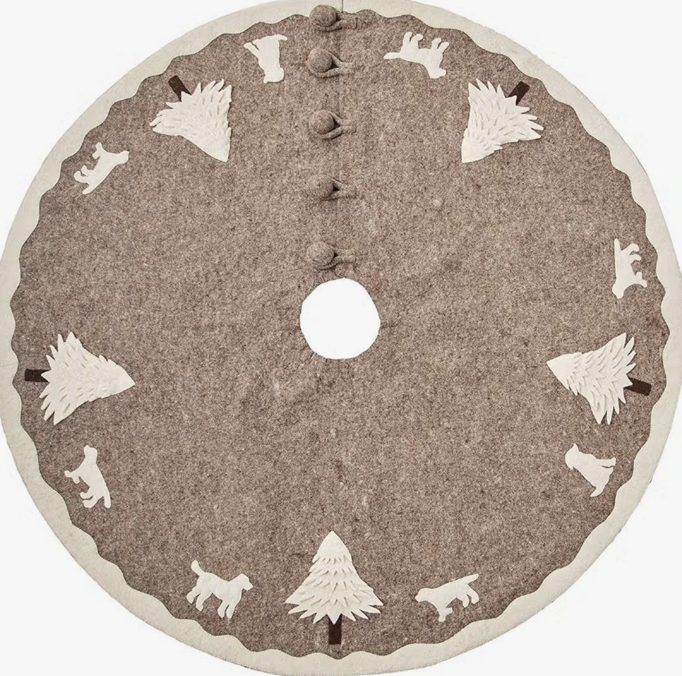 Dog Tree Skirt in Gray with White Trees