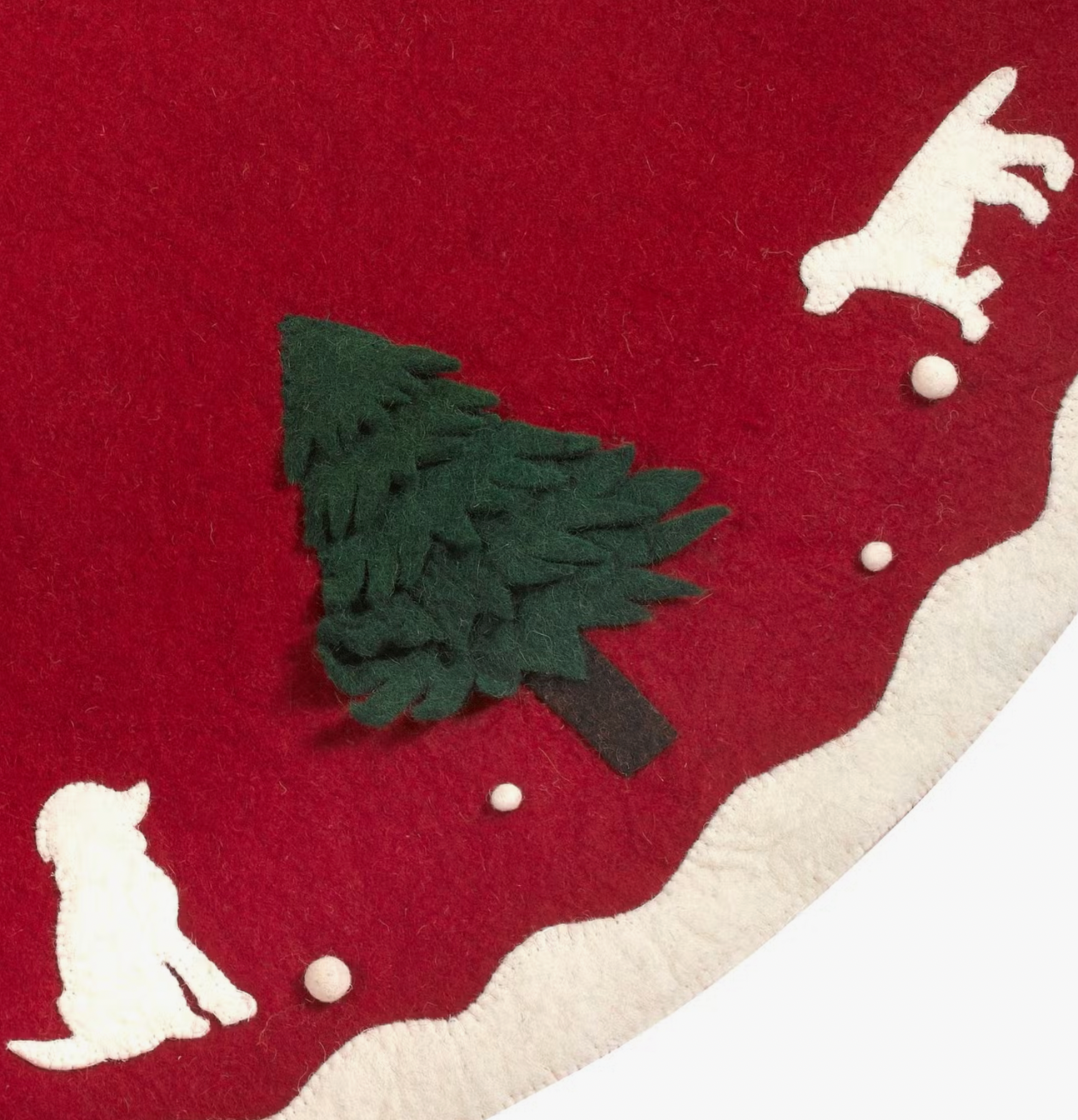 Handmade Tree Skirt in Hand Felted Wool - Dogs & Trees