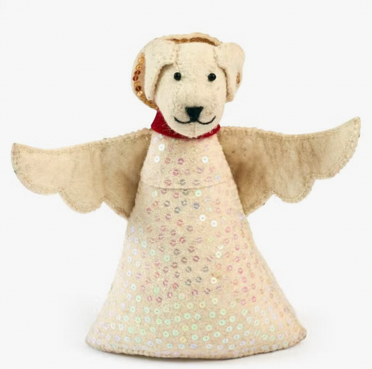 Dog Angel- Handmade Felt Tree Topper