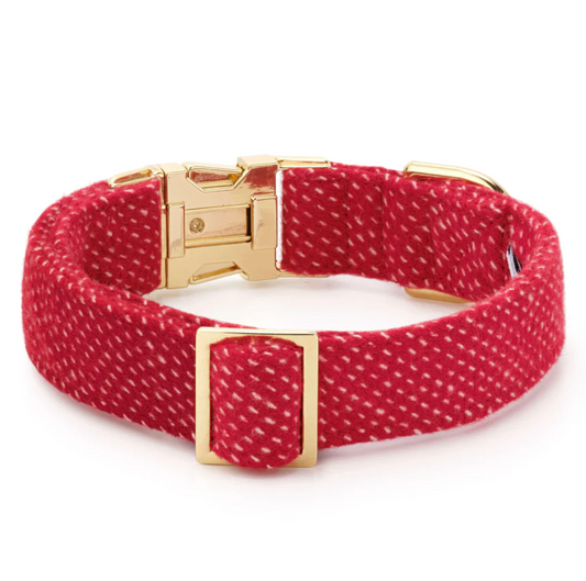 Berry Stitch Flannel Dog Collar