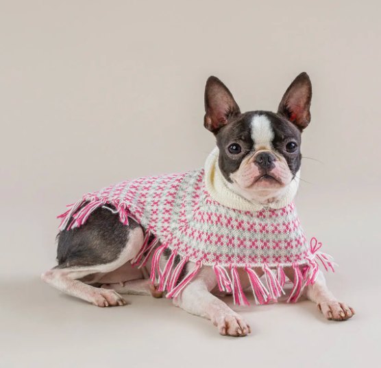 Sofia Pink Alpaca Dog Poncho