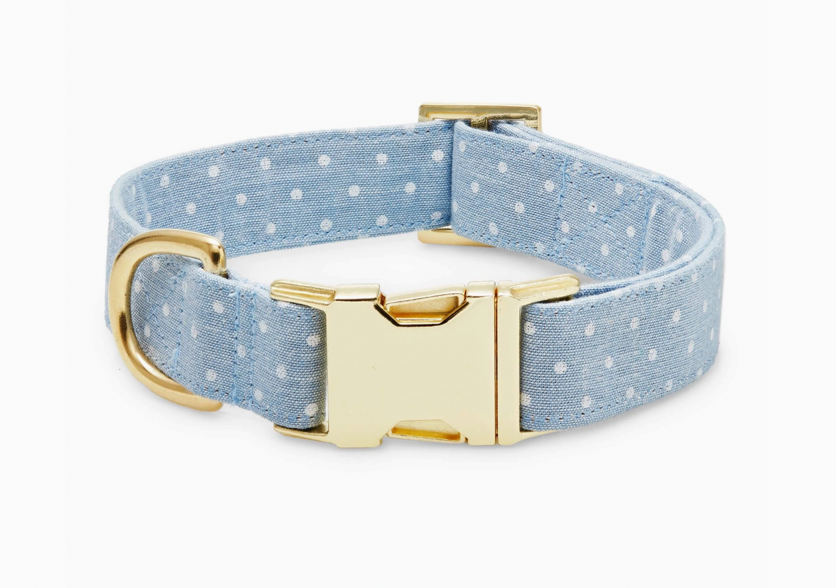 Chambray Dots Dog Collar