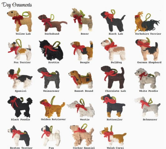 Hand Knit Dog Ornament