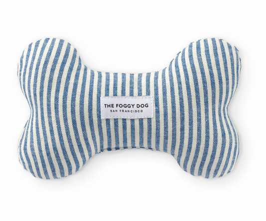 Lake Blue Striped Squeaky Dog Bone