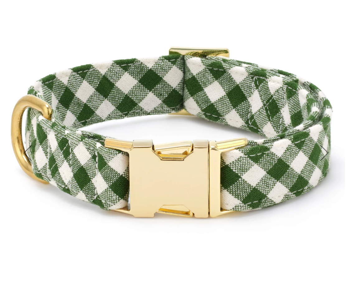 Gingham Hunter Green Collar
