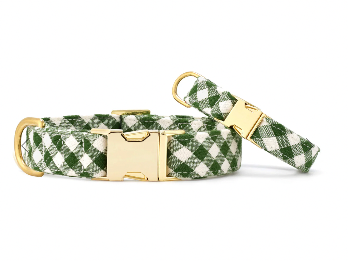 Gingham Hunter Green Collar