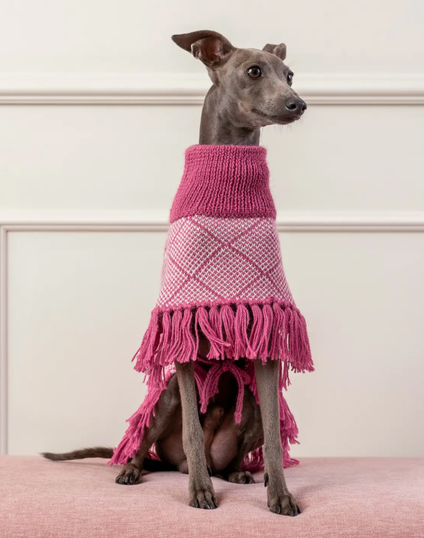 Diamond Pink Alpaca Dog Poncho
