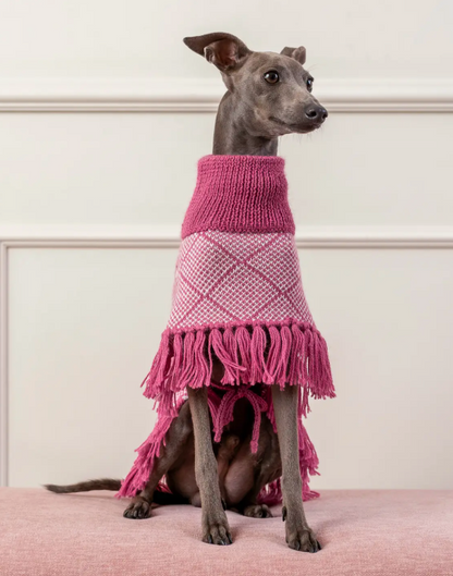 Diamond Pink Alpaca Dog Poncho