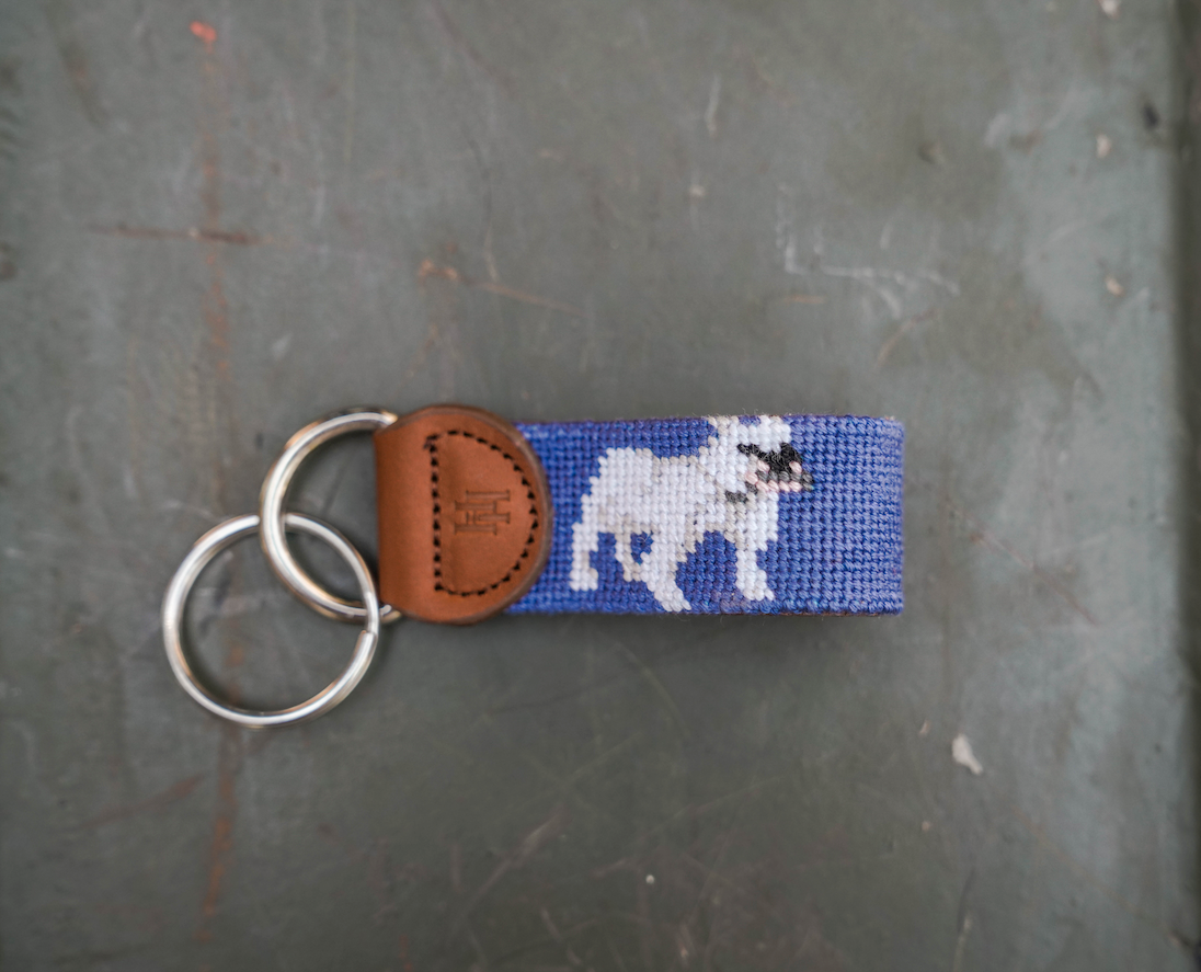 Bulldog Needlepoint Key Fob