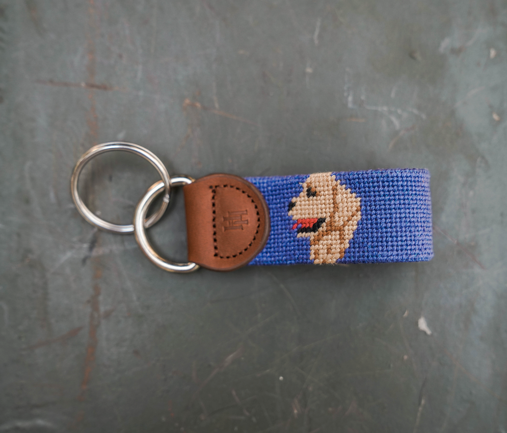 Golden Retriever Needlepoint Key Fob