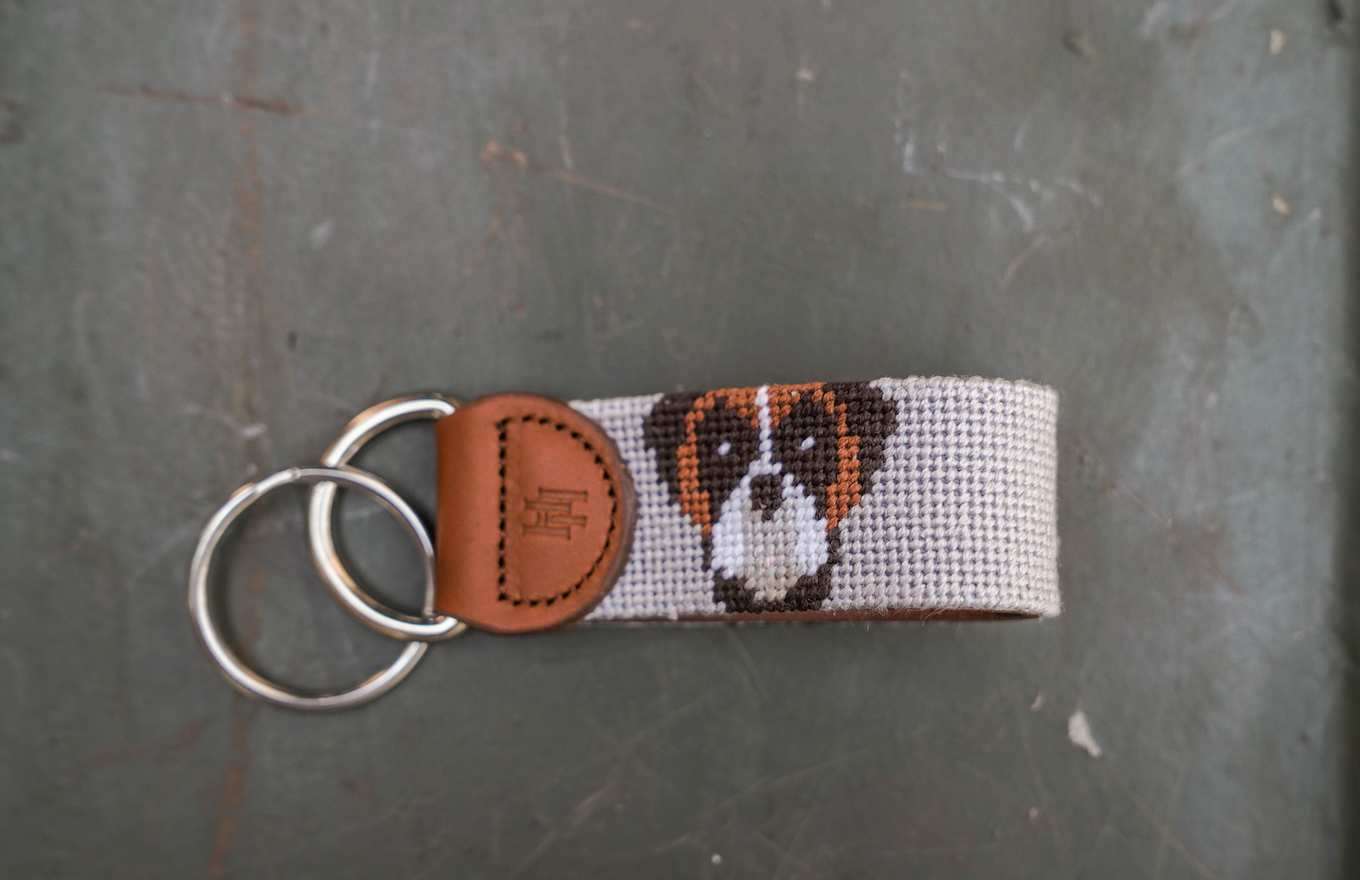 Boxer Needlepoint Key Fob