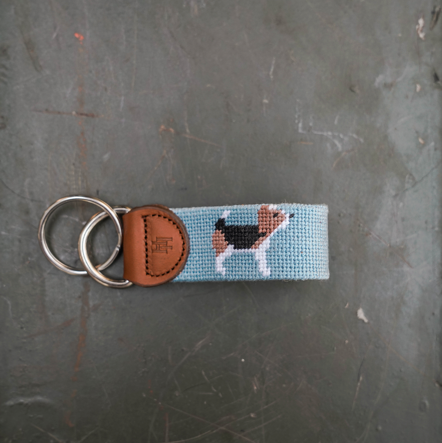 Beagle Needlepoint Key Fob