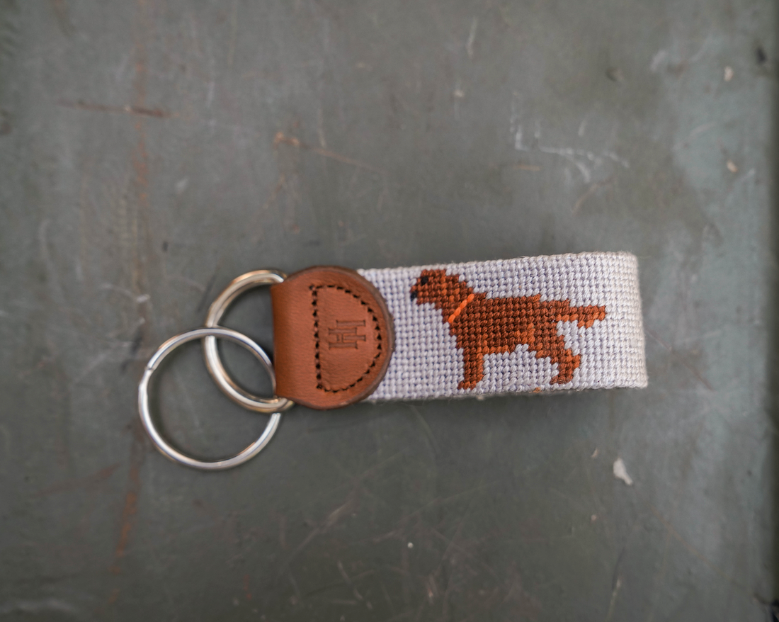 Chocolate Lab Needlepoint Key Fob